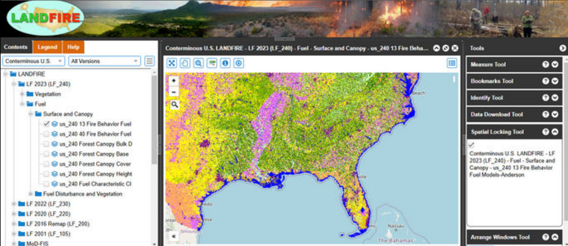 Screenshot of the LANDFIRE Map Viewer.